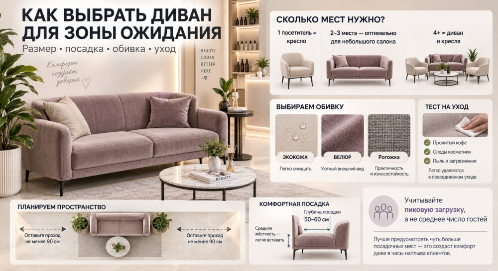 Как выбрать диван для зоны ожидания салона красоты