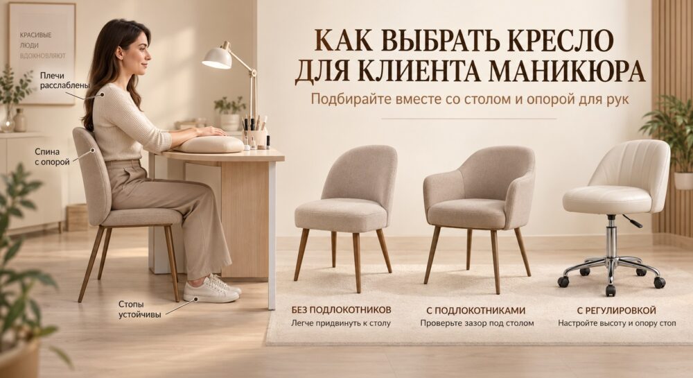 Как выбрать кресло для клиента маникюра: посадка и совместимость со столом