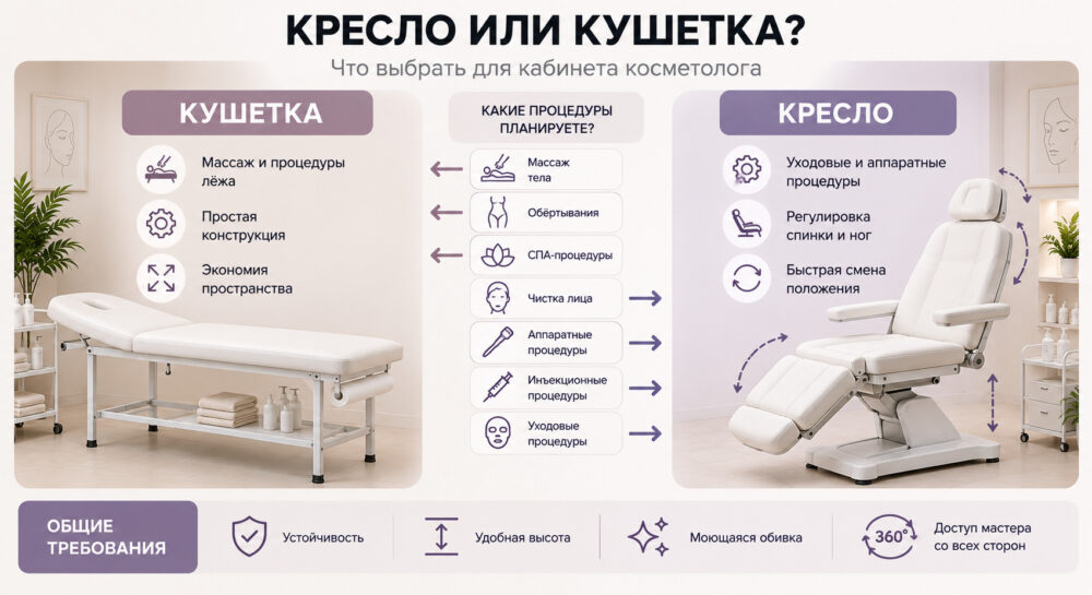 Косметологическое кресло или кушетка — сравнение