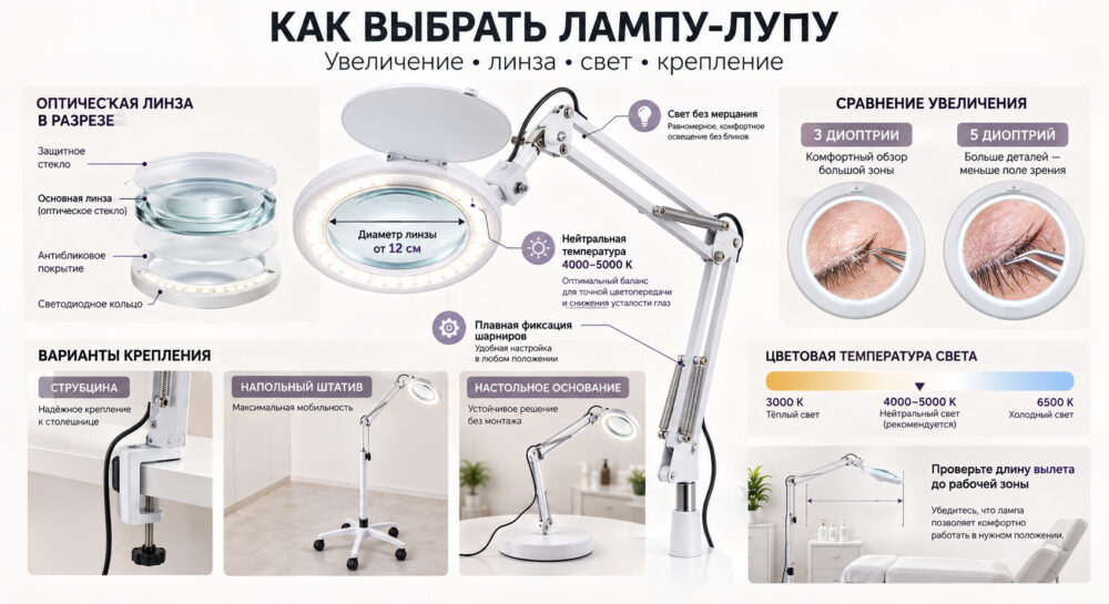 Как выбрать лампу-лупу для косметолога