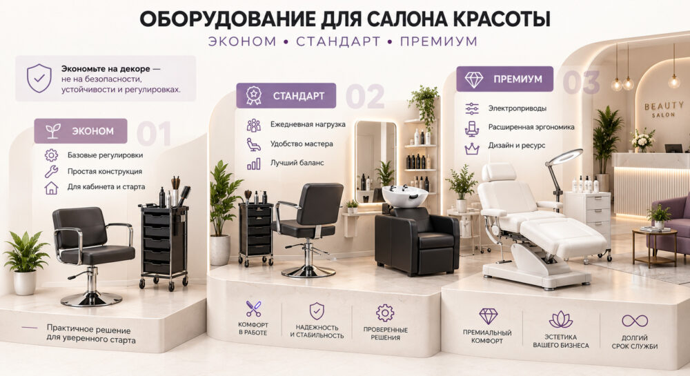 Оборудование для салона красоты: эконом, стандарт и премиум — сравнение